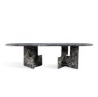 2.6M Green Nature Marble Dining Table