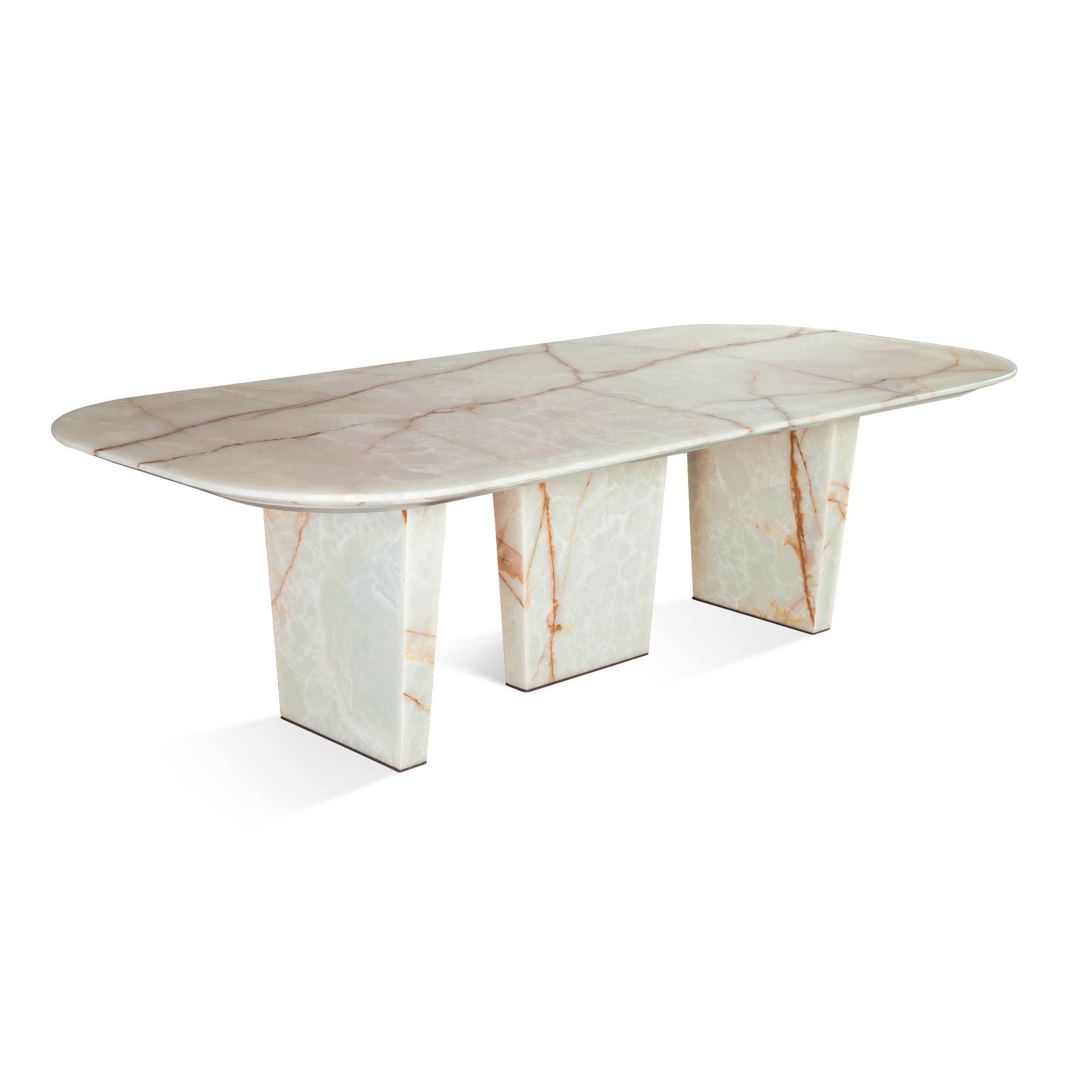 2.6m Dining Table With Three Trapezoidal Nature Marble Legs MJ1360 - 图片 2