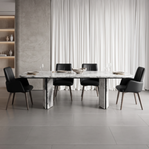 2.4m Dining Table Two Legs Covered By Natural Marble MJ1516