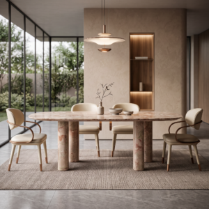 2.4m Garden Green For Legs Nature Marble Dining Table MJ1517