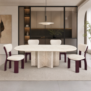 2.4m Star‑Base Moon Beige Oval Dining Table MJ1519