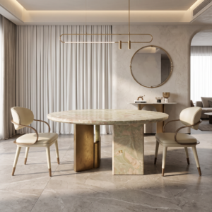 1.5m*1.6m Thickened Natural Marble Dining Table With Irregular‑Shaped Tabletop MJ1522