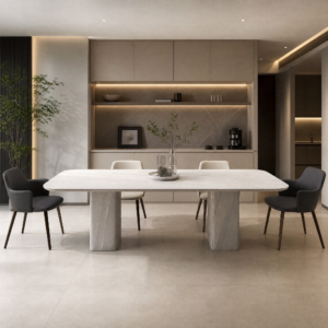 2.4m Natural Marble Dining Table Square‑column‑shaped leg design MJ1526
