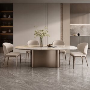 2.4m Irregular‑Shaped Natural Marble Dining Table MJ1539
