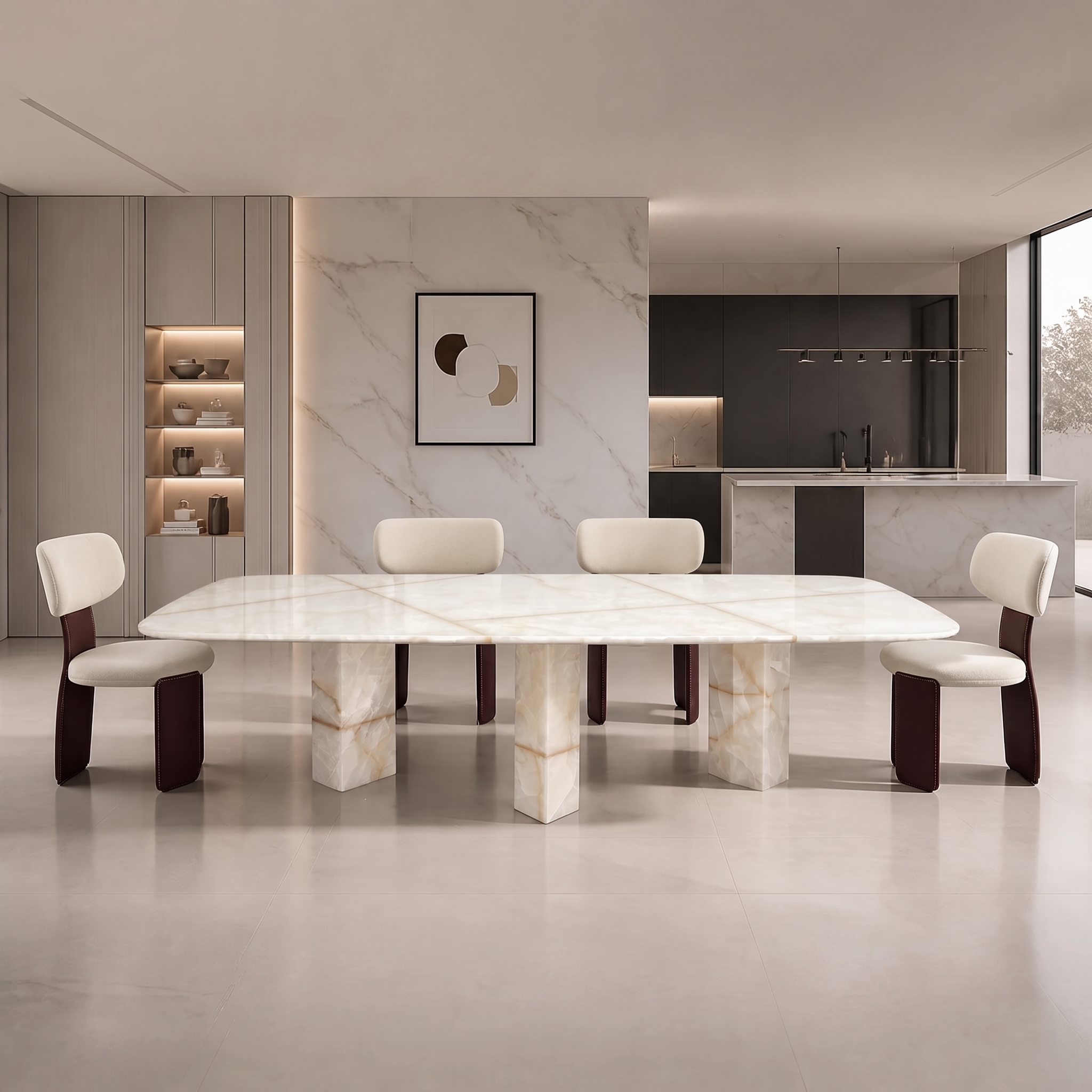 3m Onyx Villa Luxury Nature Marble Dining Table MJ1550