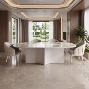 2.8m Double‑Spliced Marble Big Size Villa Dining Table MJ1551