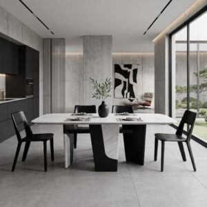 2m White and Black Morden Dining Table MJ606