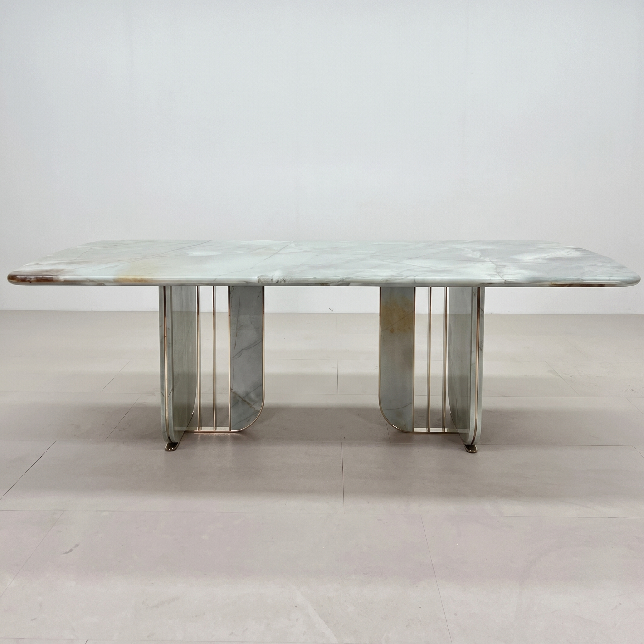 2.4m Luxury Tiffany Green Natural Marble Dining Table MJ612 - 图片 4