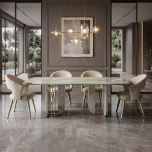 2.4m Luxury Tiffany Green Natural Marble Dining Table MJ612