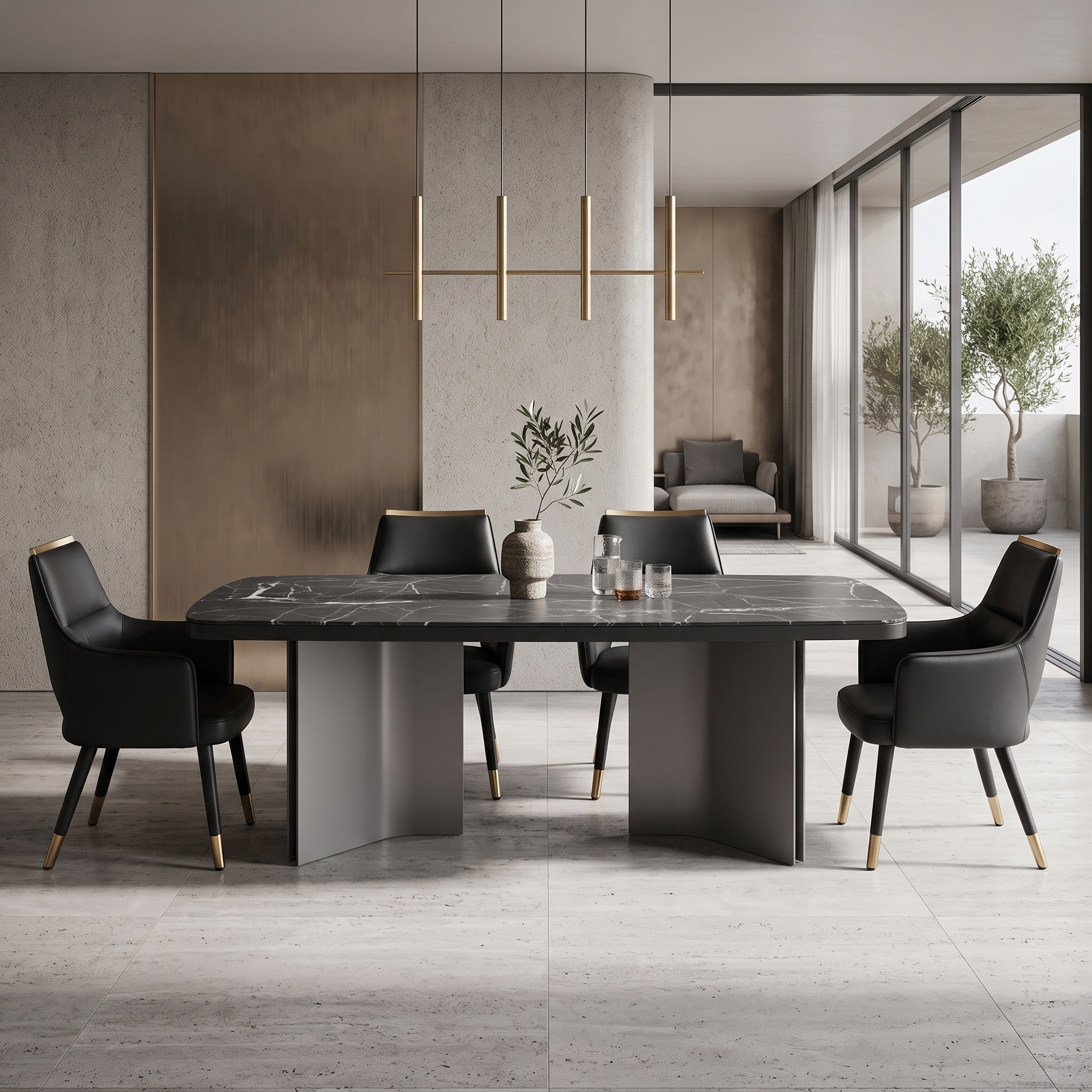 2.4m Classic‑style Nature Marble Table With Wooden Frame Dining Table MJ167