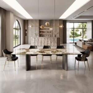 2.8m Pandora Nature Marble Luxury Villa Dining Table MJ1223