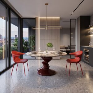 1.5m Red Twist‑Design Pandora Marble Dining Table MJ1237