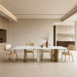 2.8m Classic Three‑Leg Natural Marble Dining Table MJ1253