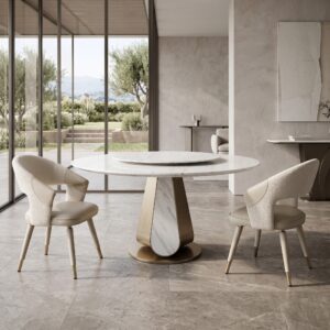 1.5m Lotus‑Design Natural Marble Round Table MJ1266
