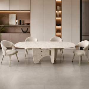 2.4m Abstract Art Natural Marble Dining Table MJ1285