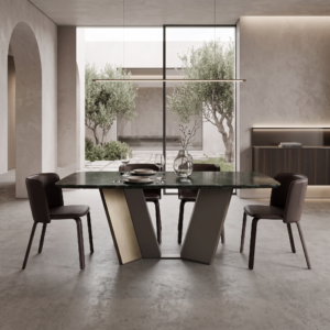 2.2m Sleek Light‑Luxury Upholstered Stainless‑Steel & Natural Marble Dining Table MJ1287