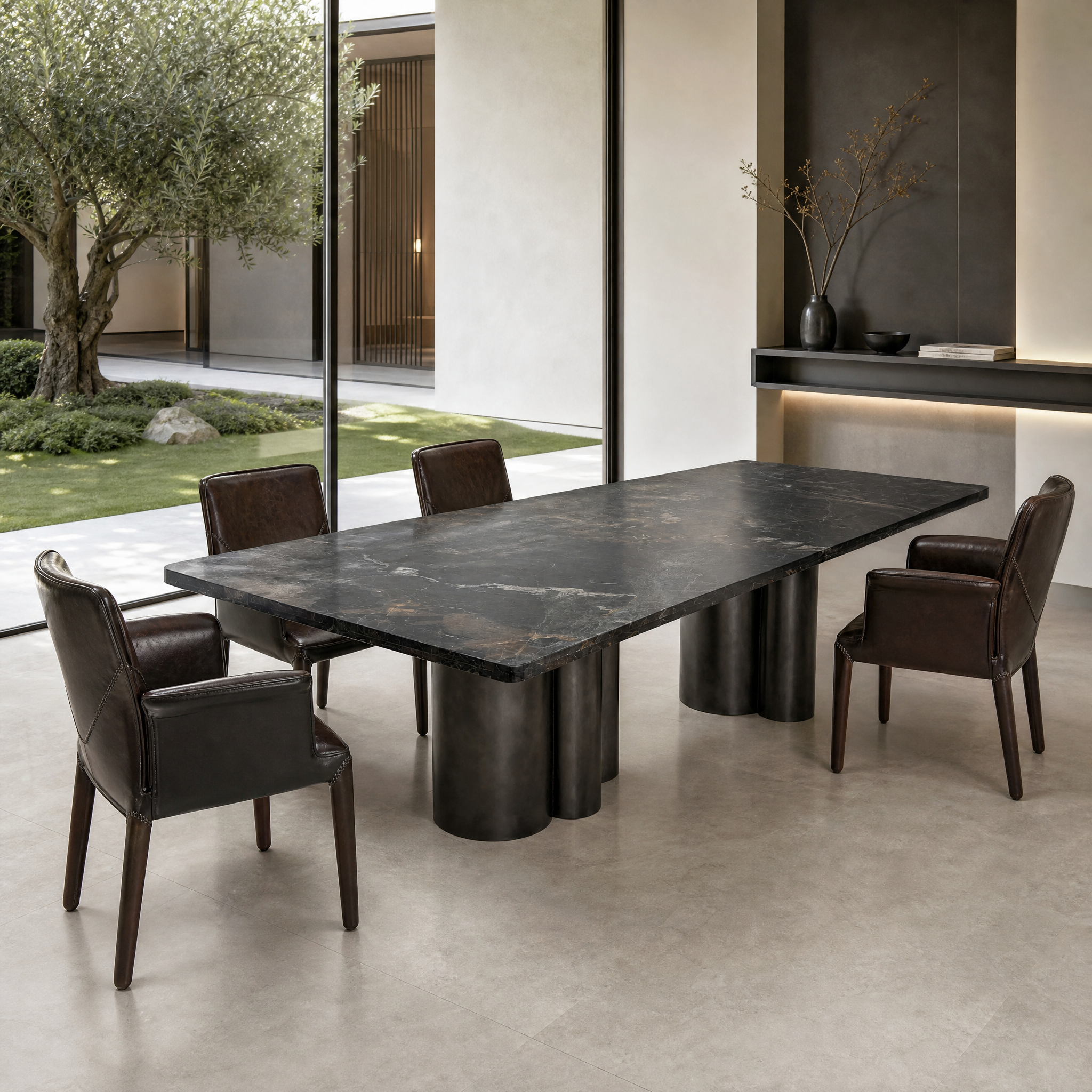 3m Vintage Villa Natural Marble Dining Table, Stainless Steel Legs MJ1293 - 图片 2