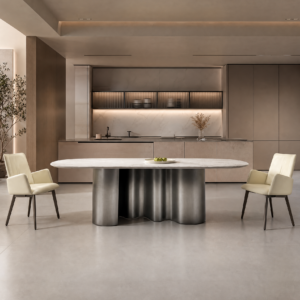 2.4m Wave‑designed Natural Marble Dining Table MJ1296