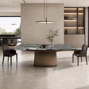 2.4m Prada Green Marble Dining Table With Trapezoid Pedestal MJ1323