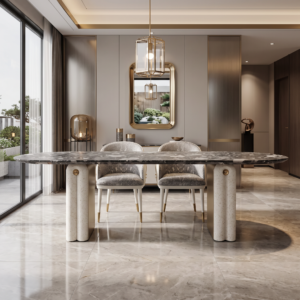 2.4m Elegant Terrazzo Marble Dining‑Table Structure MJ1327