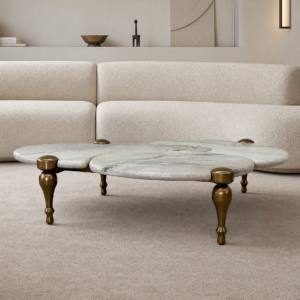 1.5m Vintage Irregular Natural Marble Coffee Table With Gourd‑shaped Legs MJ2091