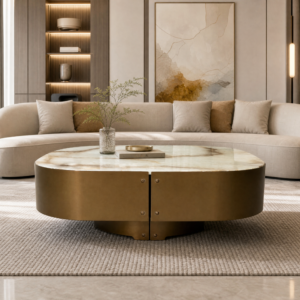 1.2m Onyx Nature Marble Coffee Table With Floating Base Design MJ2089