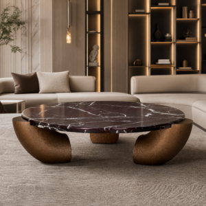 1.1m Round Marble Coffee‑Table, Three Curved Feet Design MJ2088