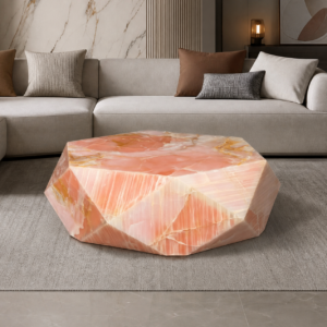 1m Diamond Pink Onyx Nature Marle Coffee Table MJ2083