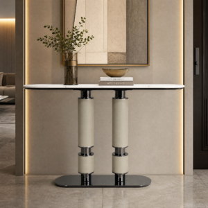 1.4m Leather Upholstered Double Pillar Console MJ330