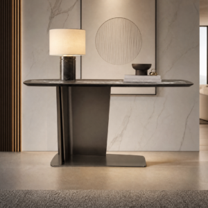 1.5m Natural Stone & Spliced Wood Panel Console Table MJ332