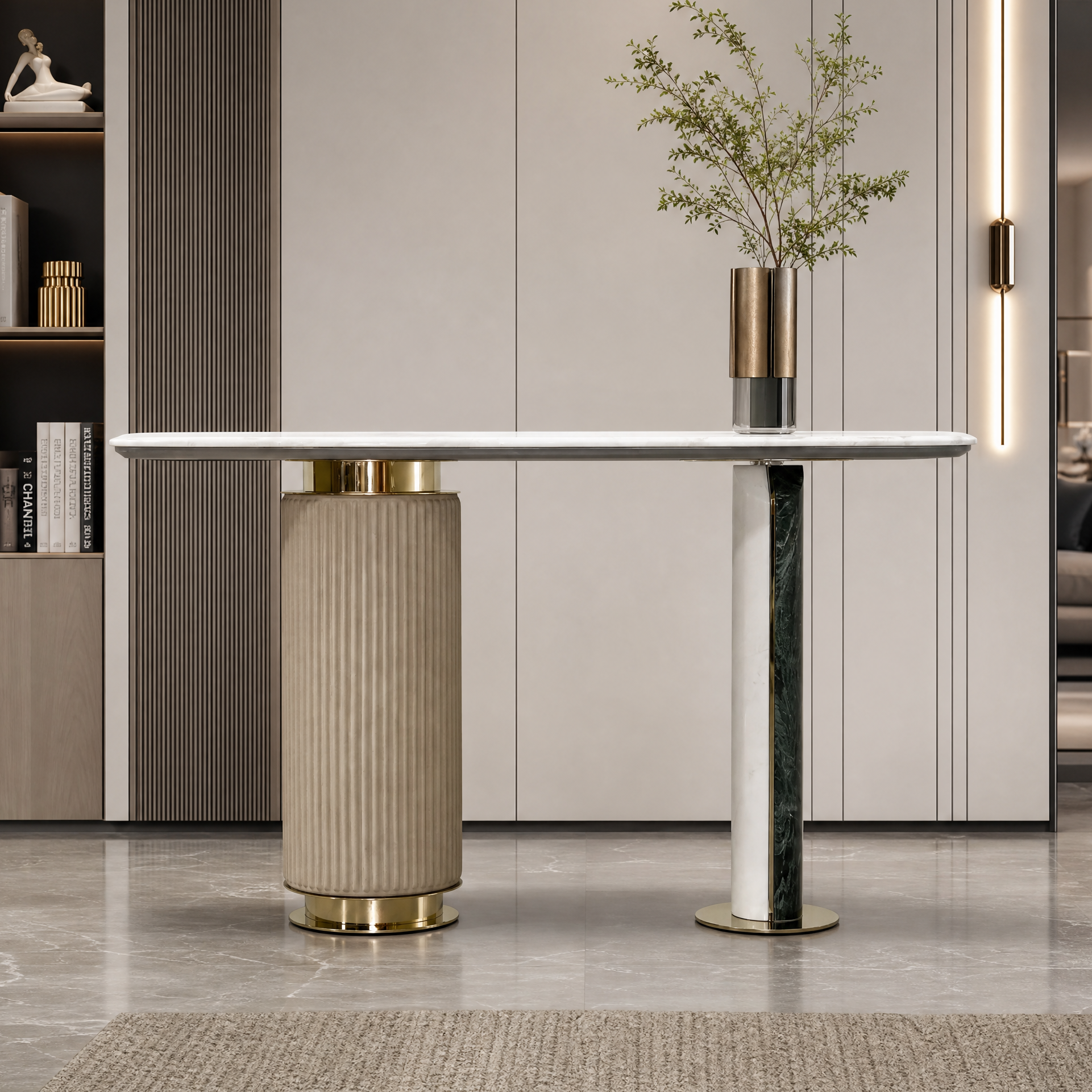 1.4m Roman Pillar Design Natural Marble Console Table MJ339