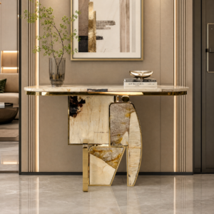 1.4m Modern Geometric Shaped High‑end Pandora Stone Console Table MJ500
