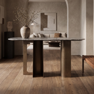 1.6m Venice Brown Natural Marble Console Table MJ502
