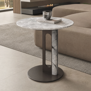 Side Table With Inlaid Natural Marble Design BJ018