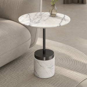 Italian Minimal Marble Cylinder Base End Table BJ029