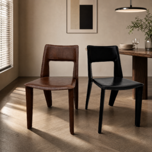 Minimalist Saddle Leather Dining‑Chair CY660