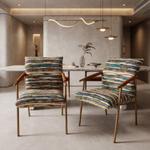 Casual‑Style Armrest Fabric Upholstered Dining Chair CY692