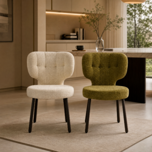 Italian Minimal Snug Back‑enveloped Fabric Dining Chair CY685