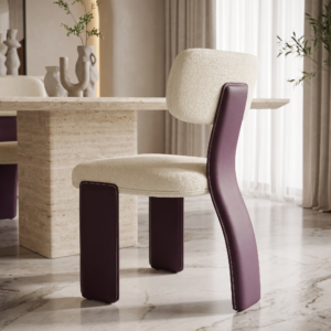 Pegaso Designer Fabric‑leather Spliced Dining Chair CY671