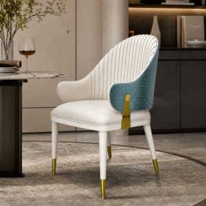 Luna Luxury Spliced Fabric Arm Dining Chair CY652