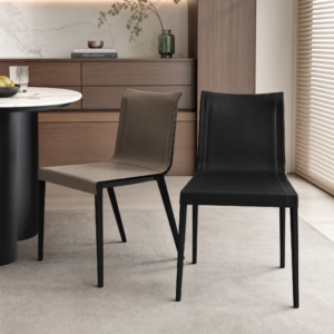 Simple Saddle Leather Dining Chair, Aluminium Alloy Chair Legs CY631
