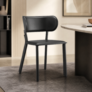 Dual‑Color Saddle Leather Dining Chair CY663