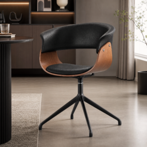 Curved Plywood Frame Rotatable Leather Desk Chair CY670