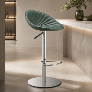 Fan‑Shaped Pleated Backless Height‑Adjustable Bar Stool BY531