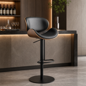 Nordic Mid‑Century Bent Wood Shell Swivel Adjustable Bar Stool BY532