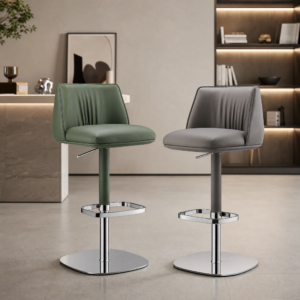 Italian‑Style Vertical‑Pleat Backrest Height‑Adjustable Bar Stool BY523