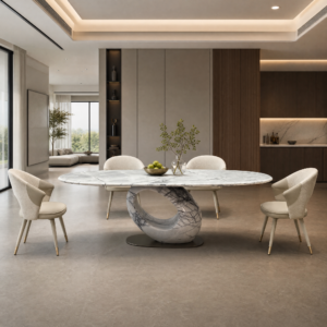 2.4m Dining Table With Single Hollow Ring Sculptural Base  MJ1357