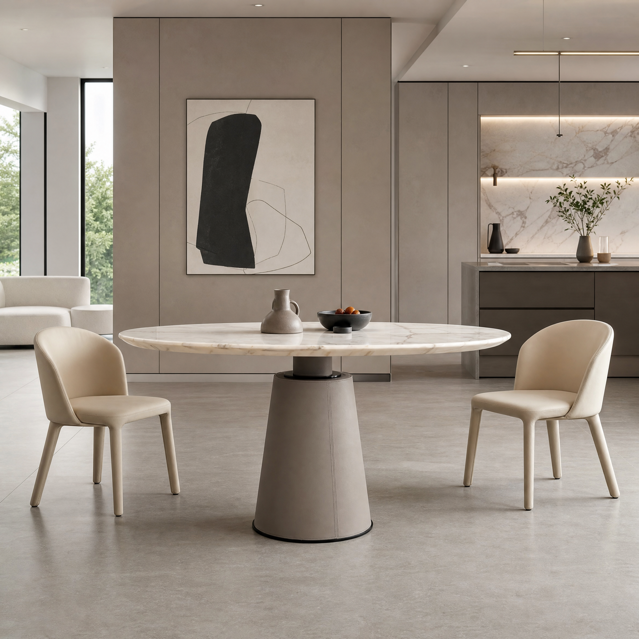 1.5m Round Dining Table with Single PU Base MJ1361