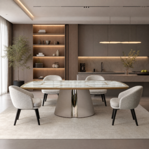 2.4m Dining Table With Single Tapered Mixed Finish Design  MJ1362
