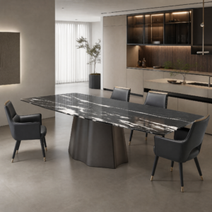 2.6m Dining Table With Single Multi‑Faceted Flared Base MJ1363